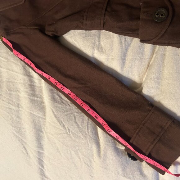 Tulle Overcoat Womens M Brown‎ Wool Blend Collar Button Pockets Lined Collar - Picture 12 of 14